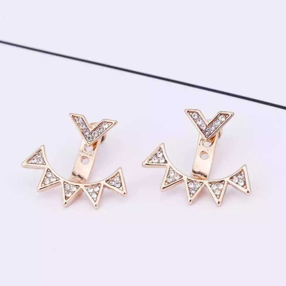 5 for $25 Double Sided Crystal Stud Earrings - Picture 3 of 5